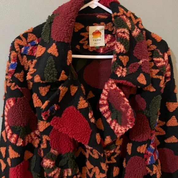 FARM Rio Womens Jungle Snake Fruit Black Apple size medium oversized coat - Picture 8 of 10